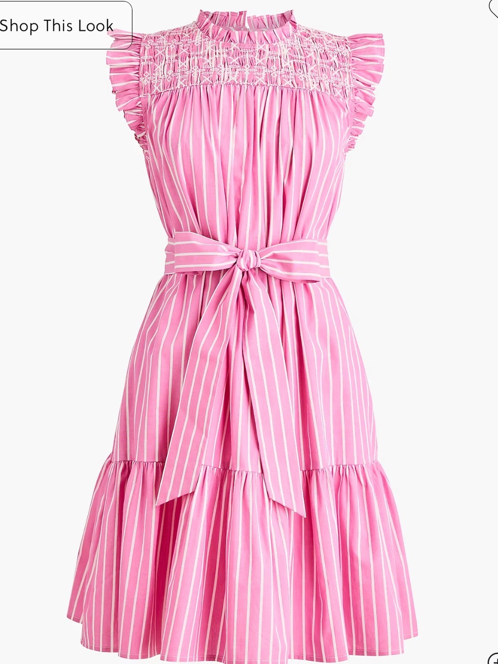 J. Crew Factory NWT Pink & White Striped Tie-Waist Sundress